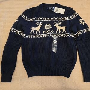 Polo by Ralph Lauren Blue Sweater with Deer Motif